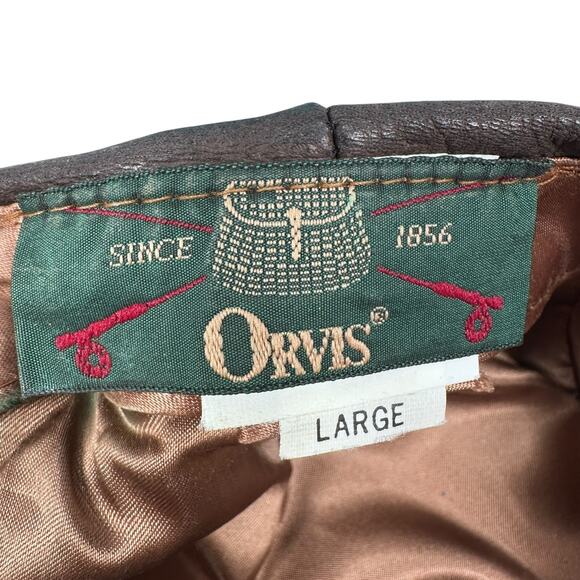 Vintage Orvis Flat Cap Men’s Large Brown 100% Deer Skin Leather Driving Hat - Picture 8 of 11